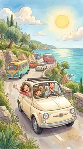 Driving a car in Sicilian mountain roads