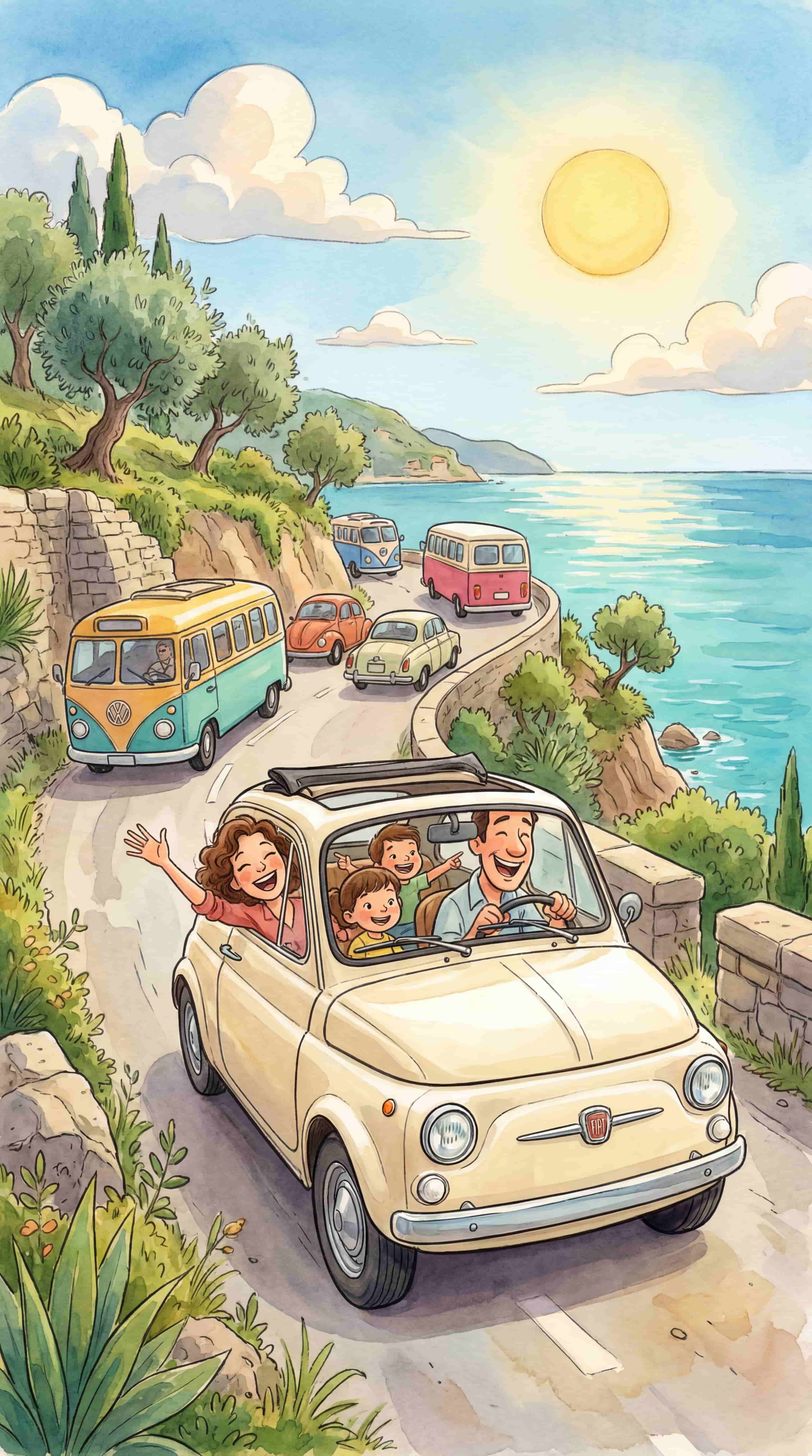 Driving a car in Sicilian mountain roads