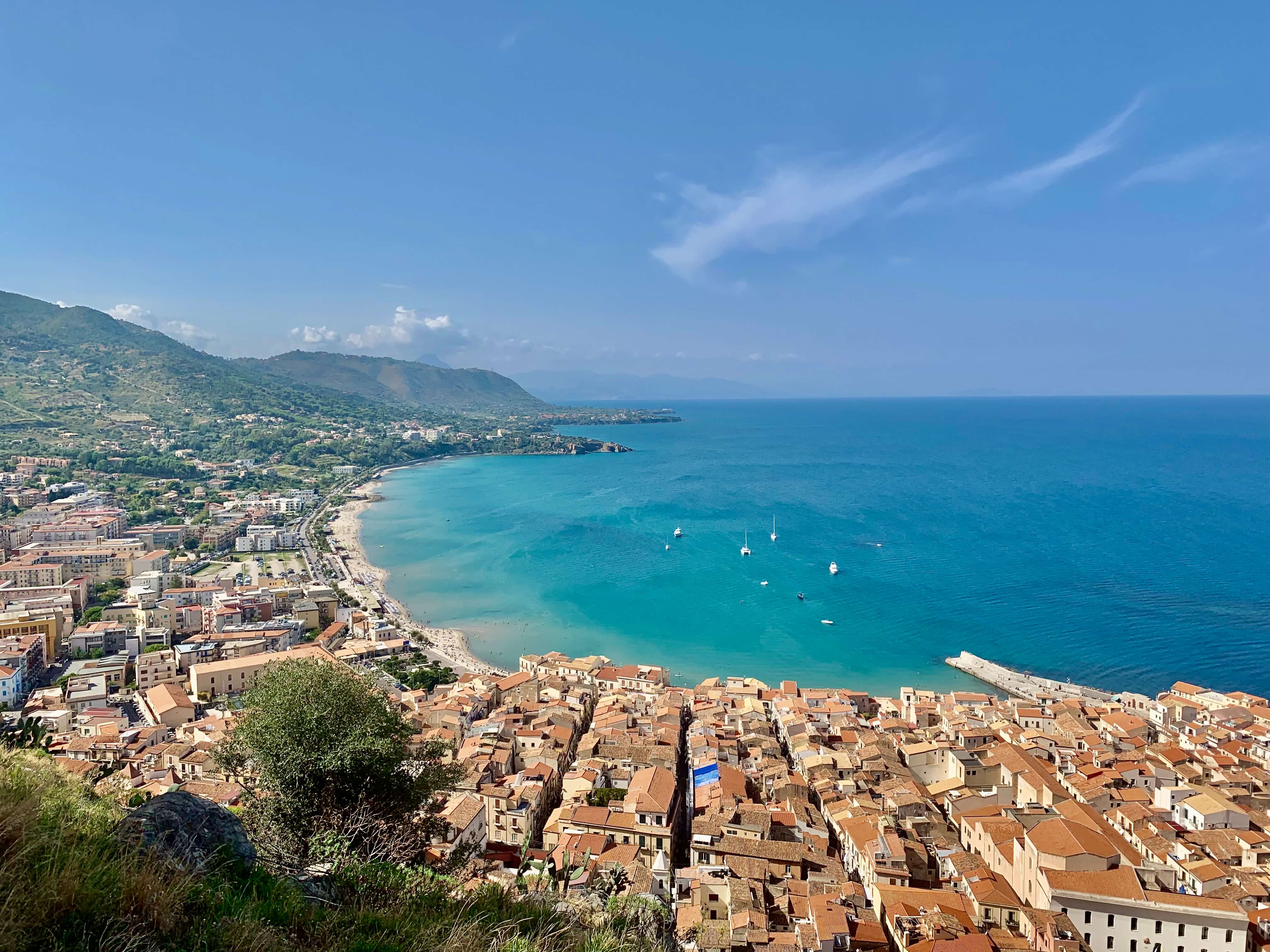 Cefalu beach and town Cefalu beach and town