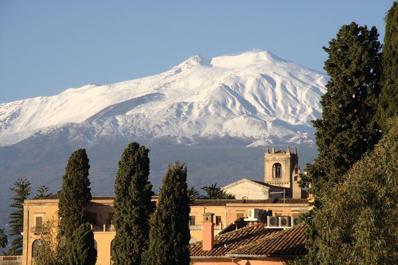 Etna Mountain with Snow on Top