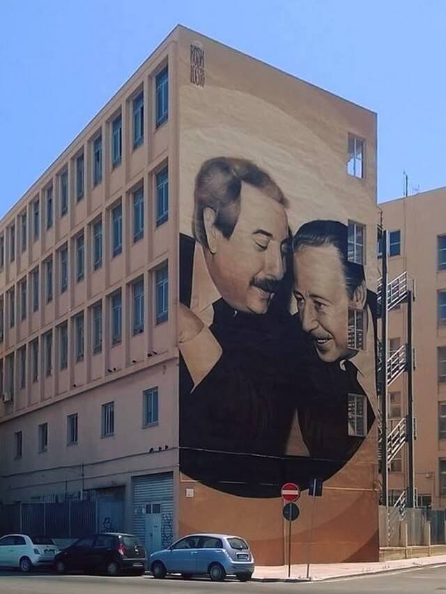 Street corner in Palermo, with a painting of Falcone and Borsellino Street corner in Palermo, with a painting of Falcone and Borsellino