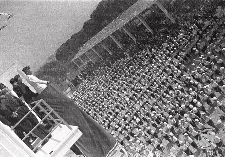 Mussolini giving a speech in Catania