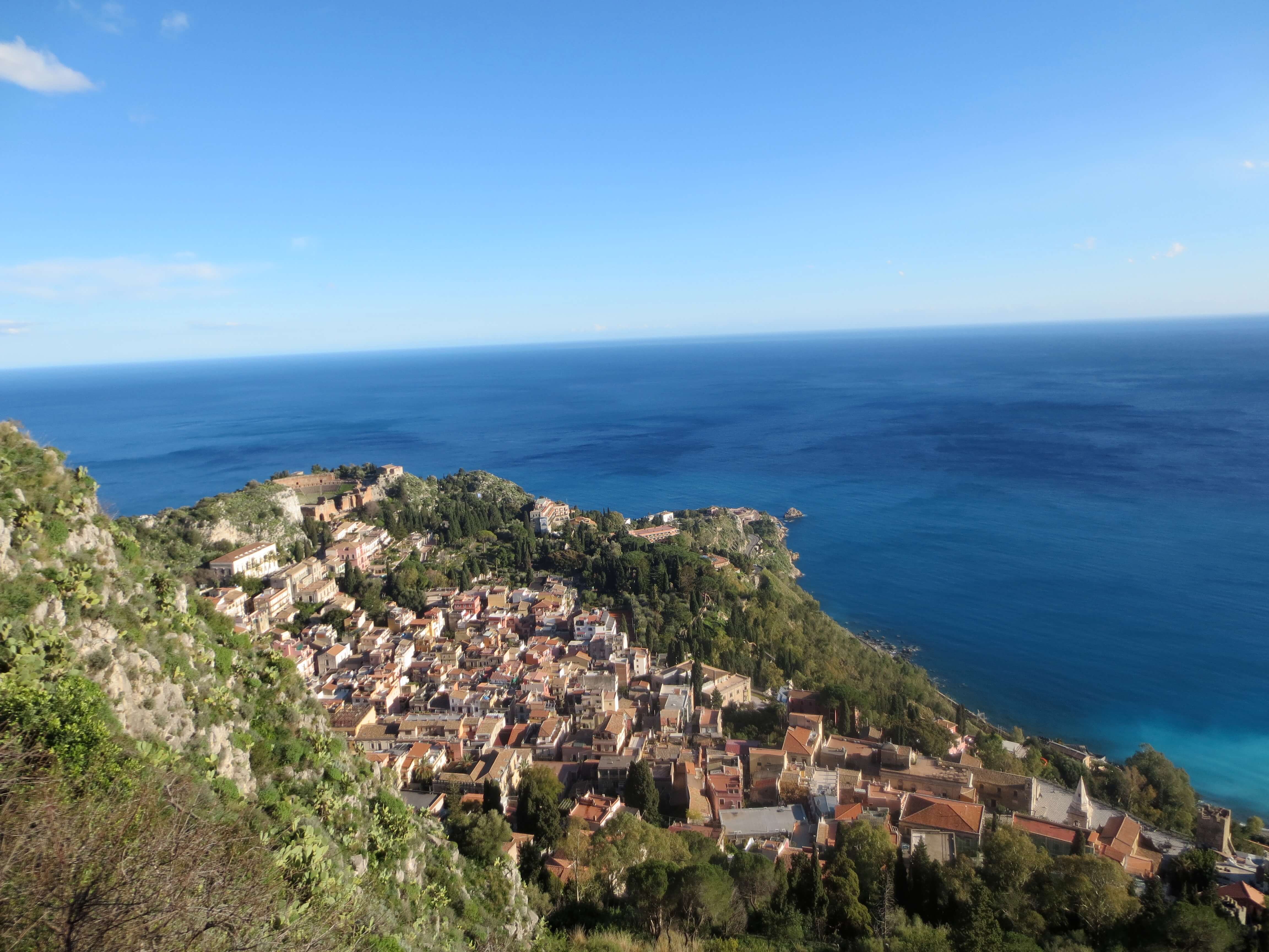 View of Taormina seen from the hill. View of Taormina seen from the hill.