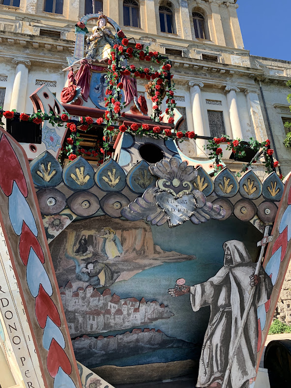 Festival wagon of St. Rosalie, in Palermo, Sicily.