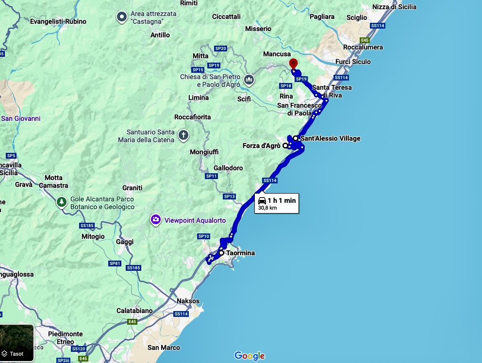 Map of Godfather Locations in Sicily