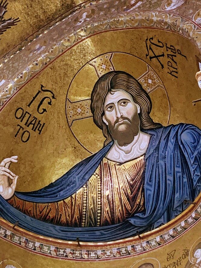 Close-up of Christ Pantocrator in Monreale Cathedral