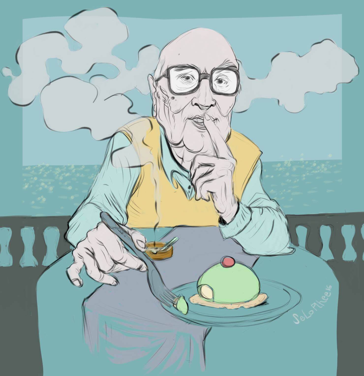 Drawing of Andrea Camilleri