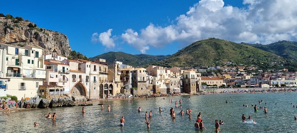 Cefalu beach in summer.