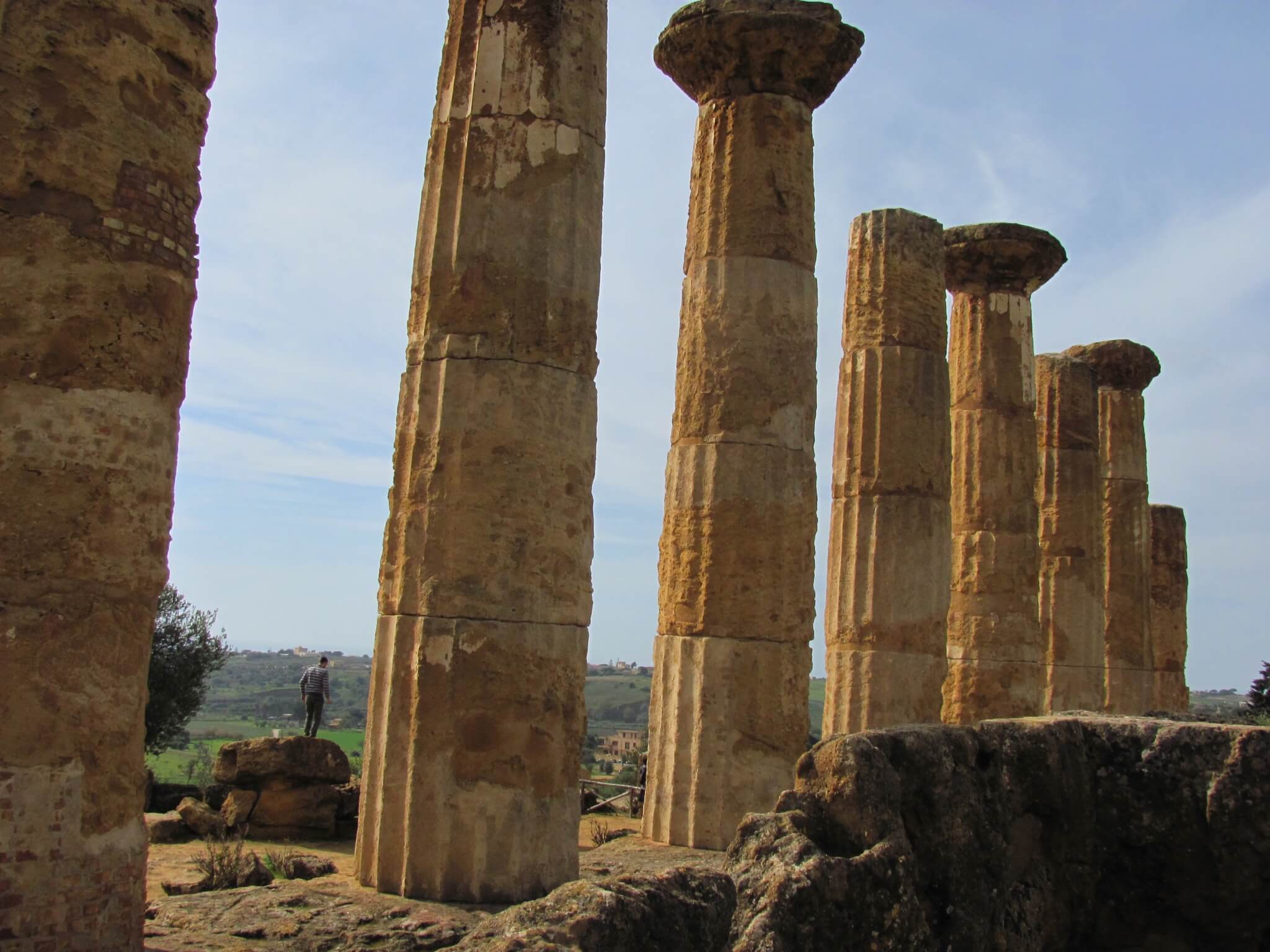Doric columns inside the Valley of the Temples, Agrigento, Sicily