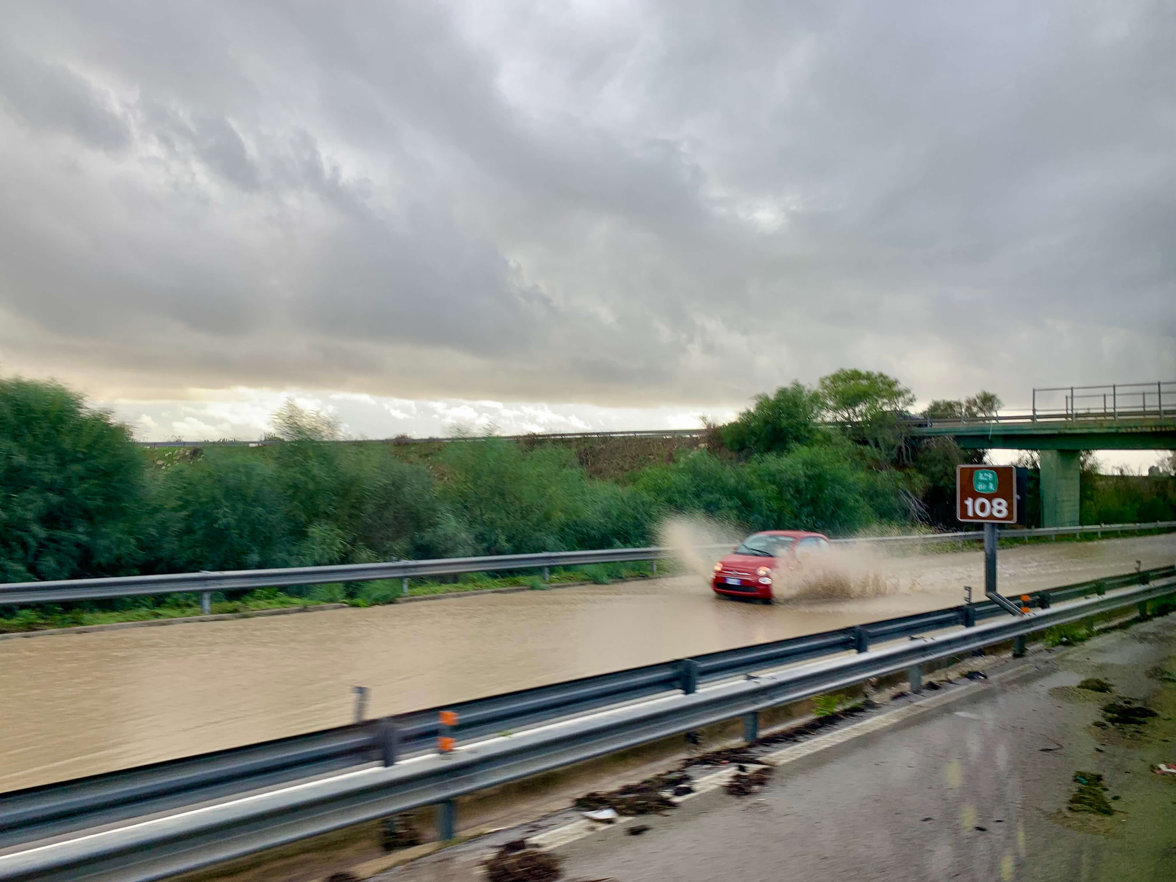 Water on the road in Sicily