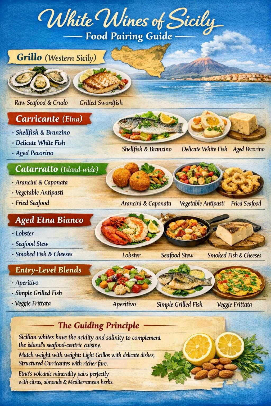 White Wines of Sicily: Food Pairing Cheat Sheet