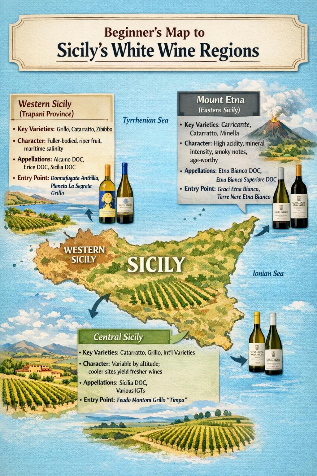Cheat Sheet of White Wine Regions of Sicily