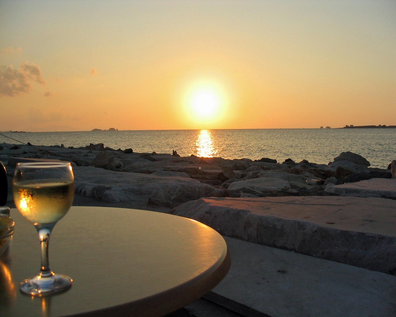 White Wine and Sunset White Wine and Sunset